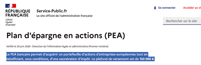 PEA plafond de versement